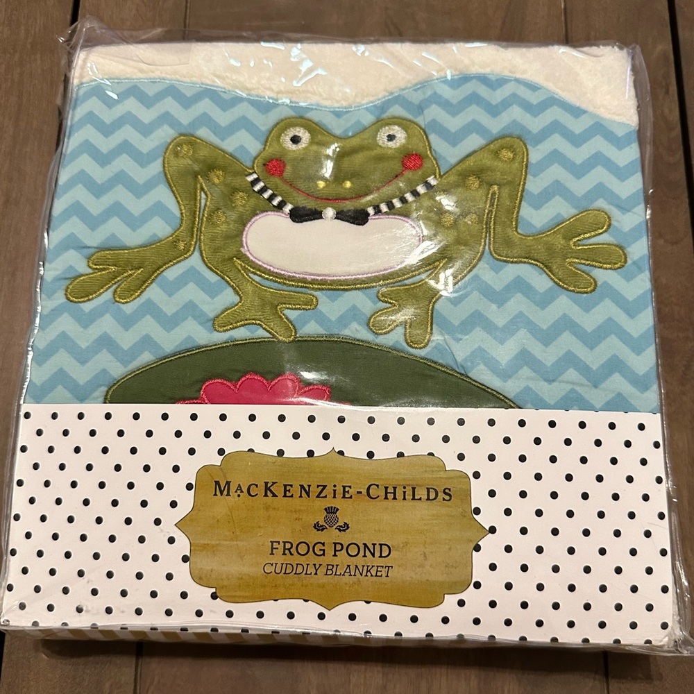 McKenzie Childs Frog Pond cuddly blanket- NWT